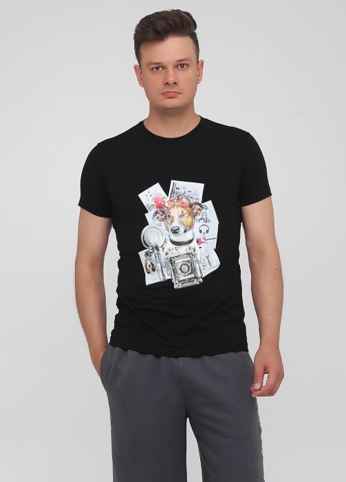 Футболка чоловіча Only Man чорна з малюнком dog