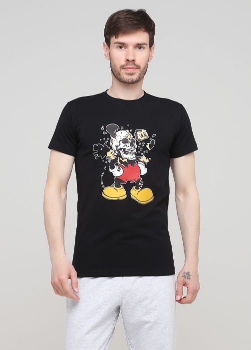 Футболка чоловіча Only Man чорна з малюнком Міккі