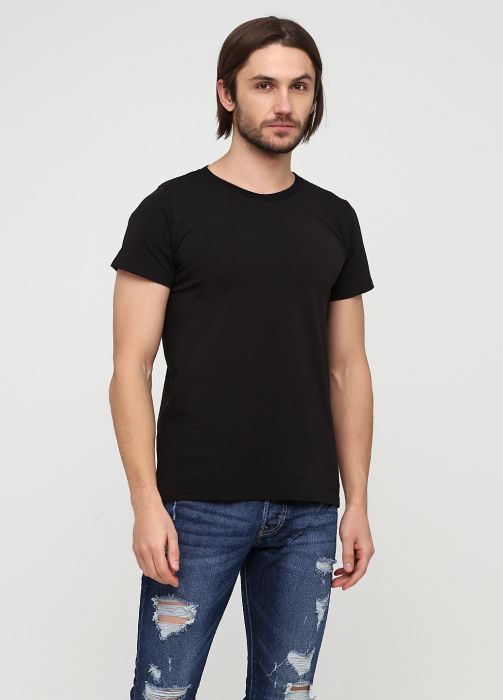 Футболка мужская Only Man черная с черным логотипом сзади