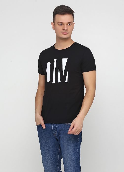 Футболка мужская Only Man черная c большим белым логотипом Футболка мужская Only Man черная c большим белым логотипом