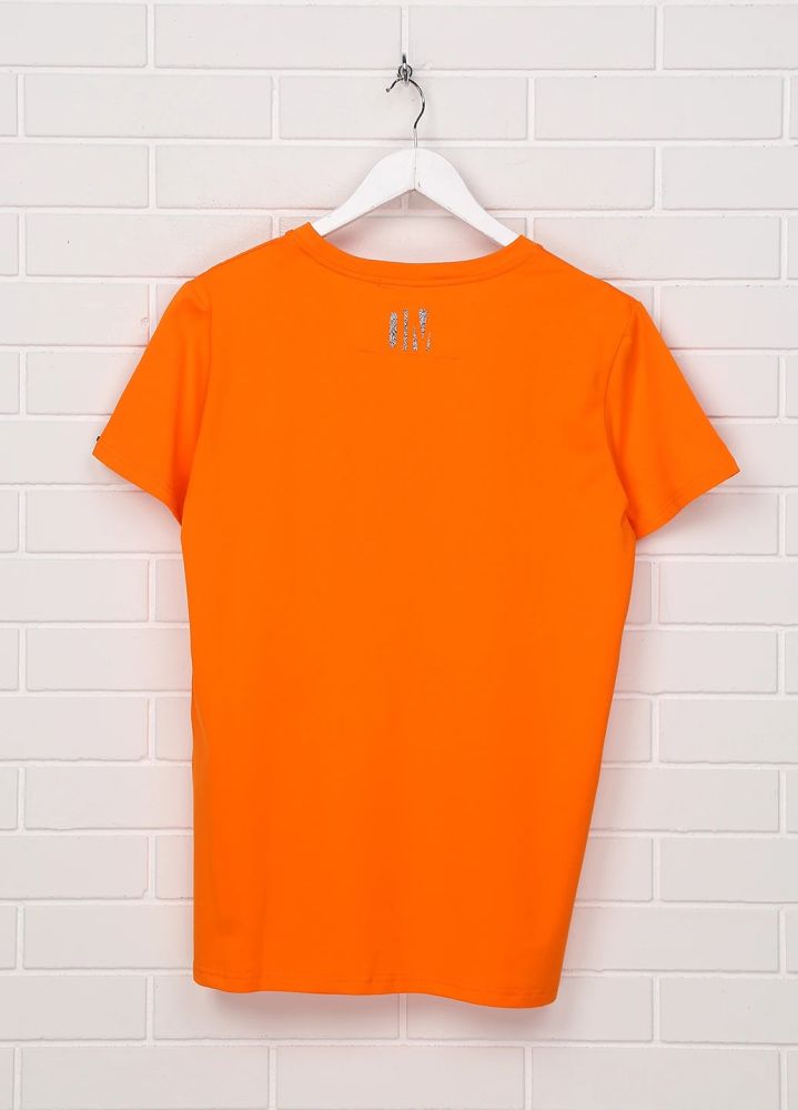 Футболка мужская Only Man оранжевая с серебристым лого сзади