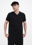 Футболка мужская V-вырез Only Man черная с черным логотипом сзади
