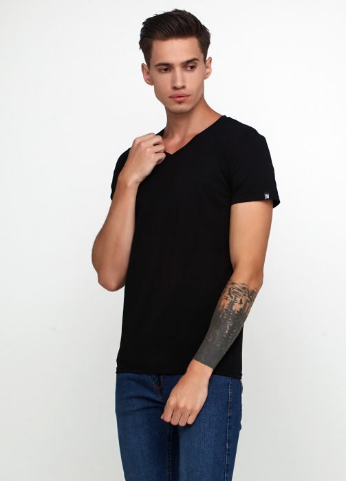Футболка мужская V-вырез Only Man черная с белым логотипом сзади