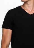 Футболка мужская V-вырез Only Man черная с белым логотипом сзади