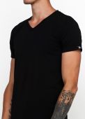 Футболка мужская V-вырез Only Man черная с серебристым лого сзади
