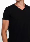Футболка мужская V-вырез Only Man черная с серебристым лого сзади