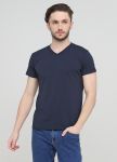 Футболка мужская V-вырез Only Man темно-синяя с синим лого сзади