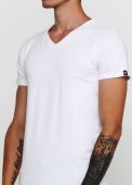 Футболка чоловіча V- виріз Only Man біла з білим лого ззаду
