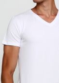 Футболка чоловіча V- виріз Only Man біла з білим лого ззаду