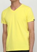 Футболка чоловіча V-виріз Only Man жовта зі сріблястим лого ззаду