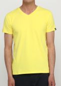 Футболка чоловіча V-виріз Only Man жовта зі сріблястим лого ззаду