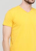 Футболка чоловіча з V-образною горловиною Only Man жовта  з жовтим логотипом ззаду