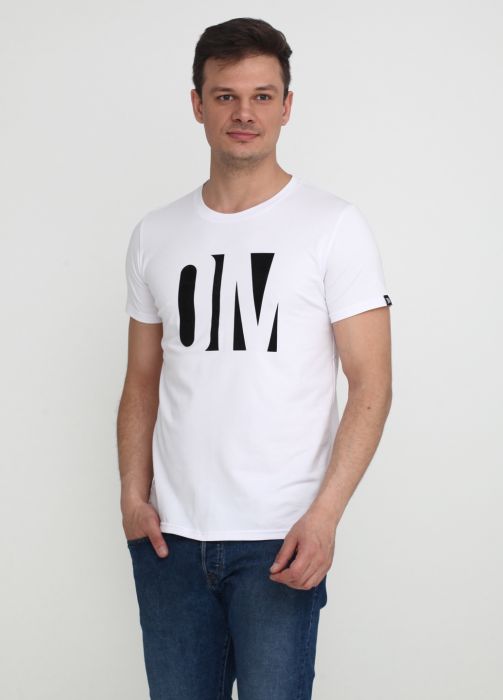 Футболка мужская Only Man белая с большим черным лого впереди Футболка мужская Only Man белая с большим черным лого впереди
