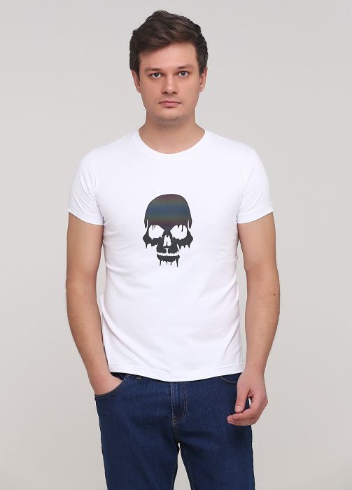 Футболка чоловіча Only Man біла з черепом