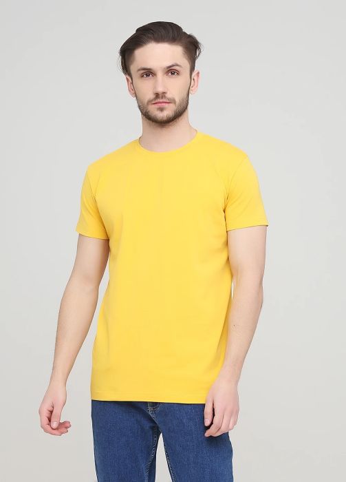 Футболка мужская Only Man желтая с желтым логотипом сзади
