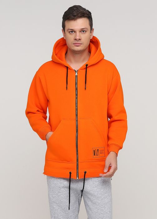 Толстовка чоловіча зимова Only Man помаранчева з шевроном знизу