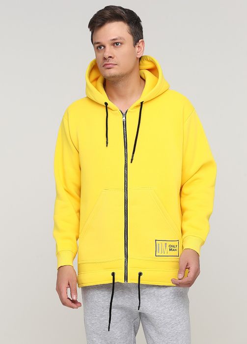 Толстовка чоловіча зимова Only Man жовта з вишитим шевроном