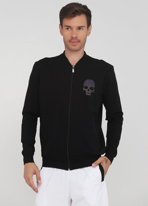 Толстовка-бомбер чоловіча літня Only Man чорна з черепом на грудях