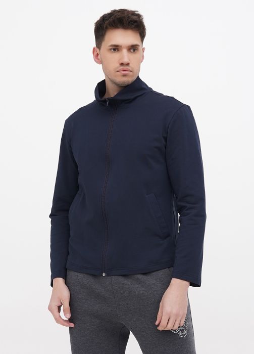 Толстовка мужская демисезонная Only Man темно-синяя с воротником стойкой
