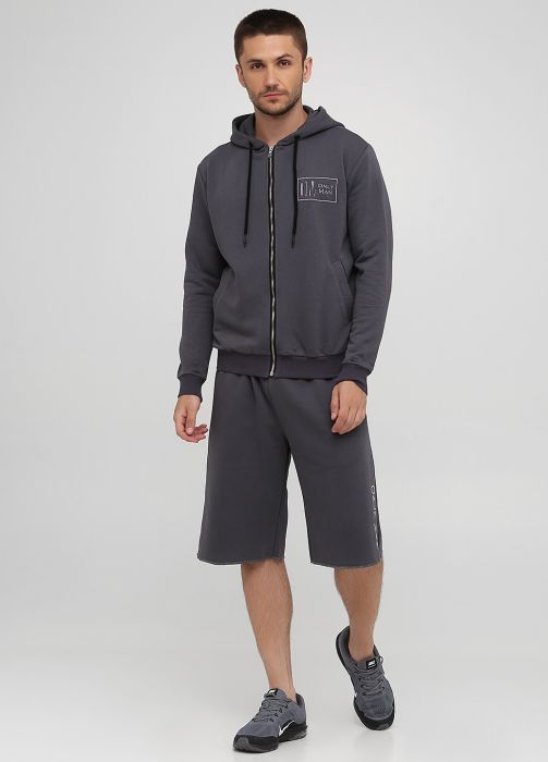 Толстовка чоловіча демісезонна Only Man графітова зі стандартною блискавкою