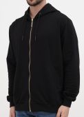 Толстовка мужская демисезонная Only Man черная с молнией стандарт с рибаной внизу (двунитка петля) без вышивки
