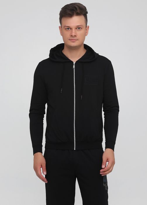 Толстовка чоловіча літня Only Man чорна зі стандартною блискавкою