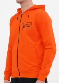 Толстовка мужская демисезонная Only Man мандариновая с рибаной внизу (двунитка петля)