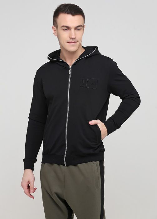 Толстовка чоловіча демісезонна Only Man чорна з капюшоном на блискавці