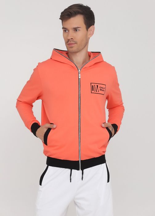 Толстовка чоловіча демісезонна Only Man персикова з шевроном на грудях та блискавкою на капюшон (лакоста) Толстовка чоловіча демісезонна Only Man персикова з шевроном на грудях та блискавкою на капюшон (лакоста)