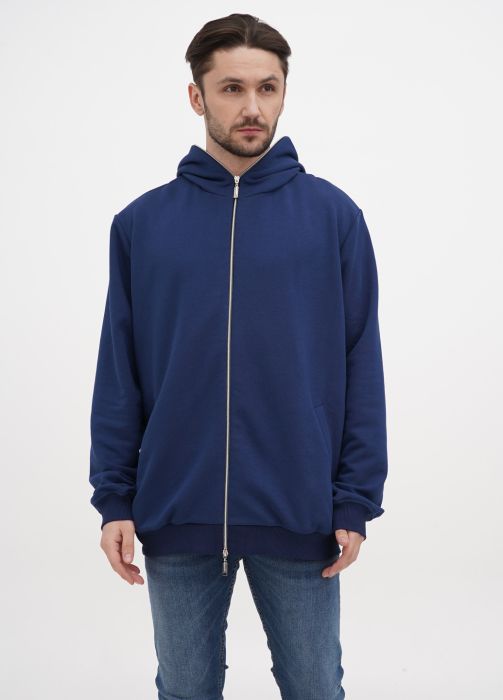 Толстовка чоловіча осінь-зима Only Man синя з капюшоном на блискавці без вишивки