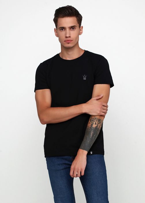 Футболка мужская Seven черная с черным логотипом впереди