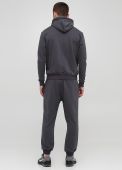 Штани-джогери чоловічі демісезонні Only Man графітові з сірою вишивкою попереду (низький зріст)