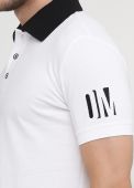 Футболка-поло мужская Only Man белая c черным воротником (лакоста)