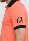 Футболка-поло чоловіча Only Man персикова з чорним комірцем (лакоста)